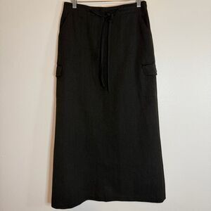 Vintage Talbots Skirt Midi 90s-00s Sz 8 Made in USA Black Zip Front Wool Blend